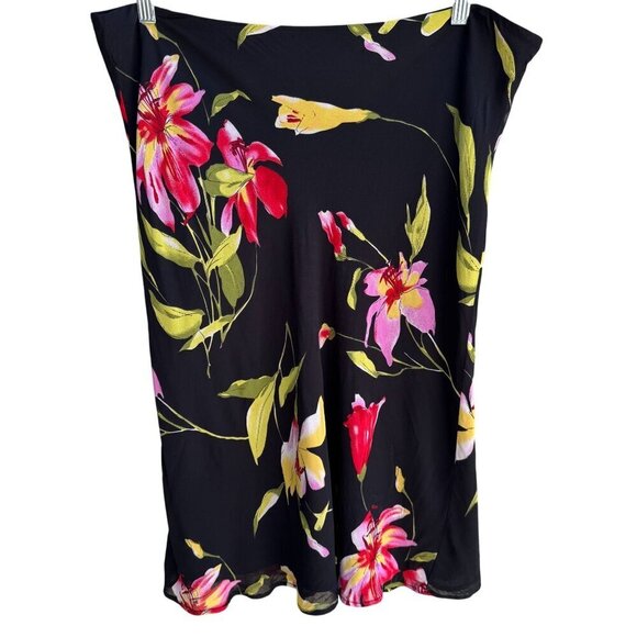 Lily Dresses & Skirts - Lily Vintage Y2K Floral Black Pink Womens Flowy Stretch Lightweight Boho Skirt L